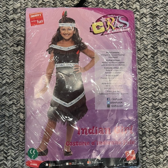 Smiffy's Kids Native American Indian Girl Costume - Dress & Headband, Size Medium (Ages 7-9), Brown - View #2